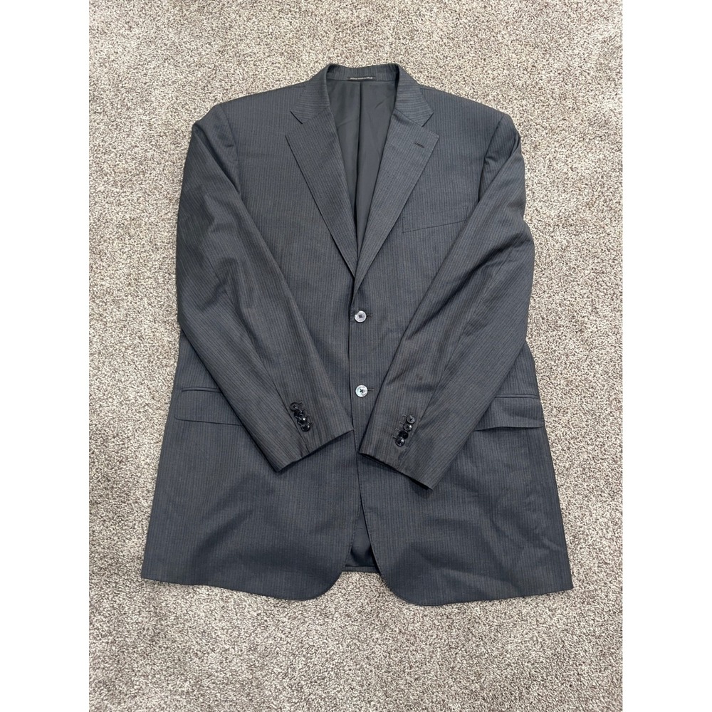 Guabello Super 130s Wool Blazer Grey Pinstripe EU 60R US 50R Made In Italy